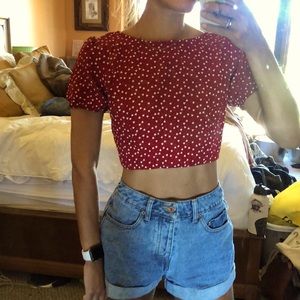 ADORABLE Shein heart crop tie back shirt